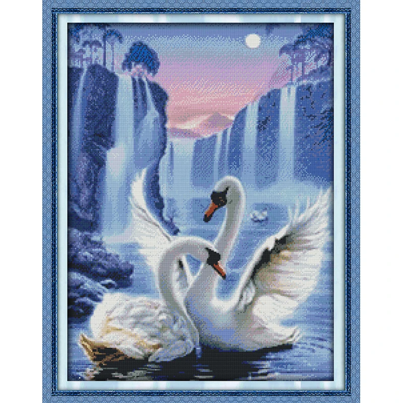 

Everlasting Love Love Of Swan Chinese Cross Stitch Kits Ecological Cotton Stamped 14 11CT DIY Gift New Year Decorations For Home