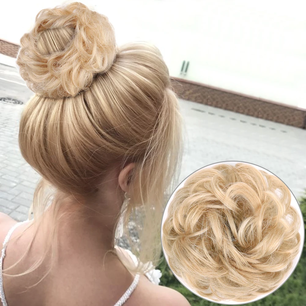 Грязный пучок волос для женщин шиньоны наращивания синтетический парик кольцо