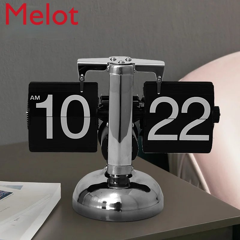 

Automatic Flip Clock Living Room Clock Simple Mechanical Clock Personalized Mute Turning Piece Clock Ornaments High quality