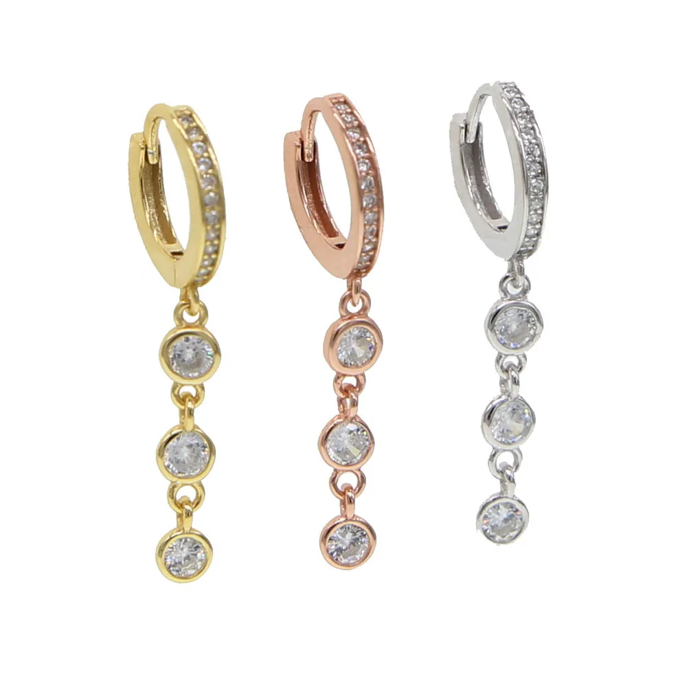 Женские длинные висячие серьги с фианитами 3 шт. модные свадебные украшения из 100%