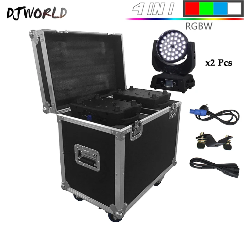 Flight Case 1in2 Горячая Светодиодный 36x18 Вт Zoom СВЕТОДИОДНЫЙ RGBWA+ УФ движущаяся головка Zoom Wash DJ светильник 6 цветов в зале сценический диско-бар ночной клуб - Цвет: Flight Case 1in2