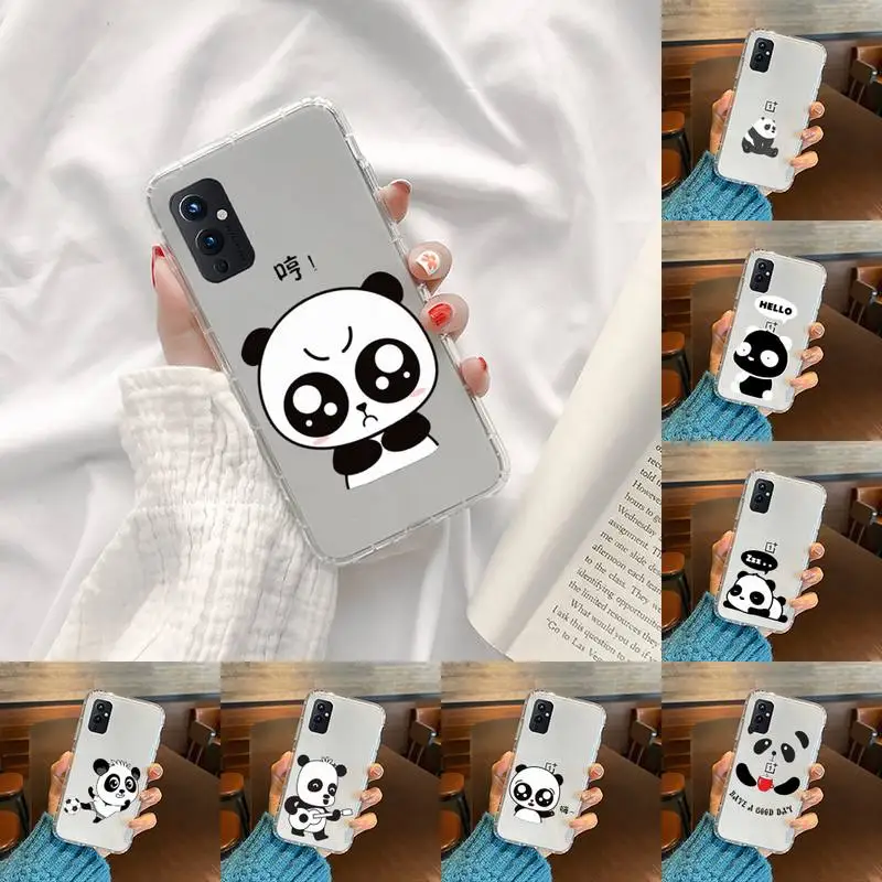 

lindo panda Phone Case Transparent For OnePlus 9 8 7 7t 8t Oppo find X3 X2 reno5 Vivo X60 X50 Pro MeiZu 17 16XS