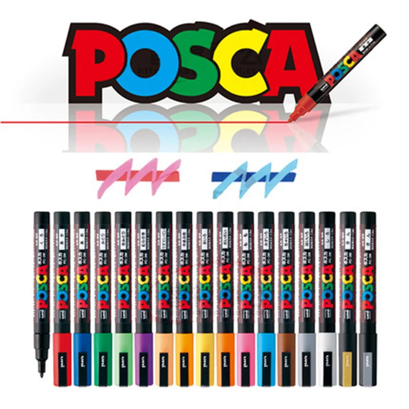 Маркеры UNI POSCA 15 цветов набор ручка для рекламы постер рисования круглая головка