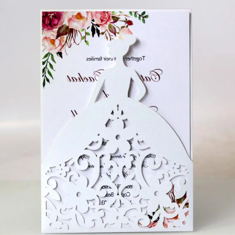 100 шт. Свадебная пригласительная открытка невесты в европейском стиле с полыми