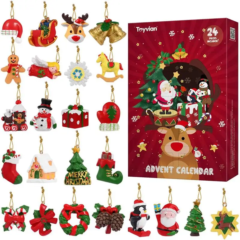 

Toyvian Advent Calendar with 24PCS Hanging Ornaments Christmas Countdown Calendar Party Favors for Xmas Holiday Decor