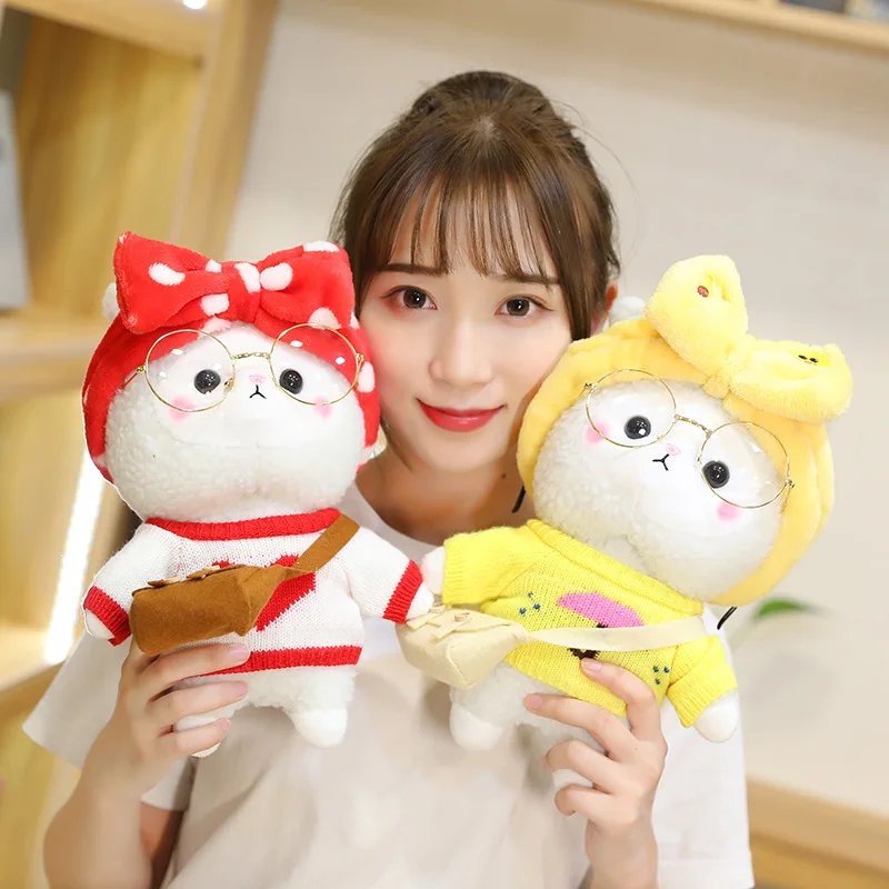 

30cm Kawaii Alpaca Plush Toy Stuffed Animals Soft Plushie Dressed Alpacasso Toys for Girls Kids Birthday Gift Christmas Present