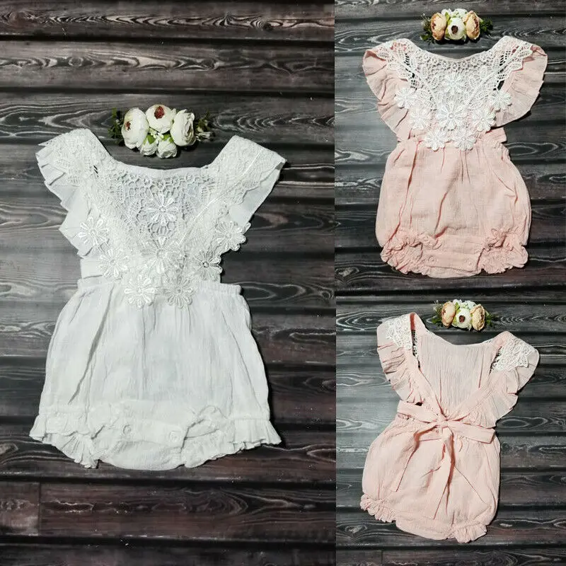 

Goocheer 2019 Fashion Cute Summer Newborn Baby Girl Ruffle Lace Romper Bodysuit Jumpsuit Outfit Clothes Sunsuit
