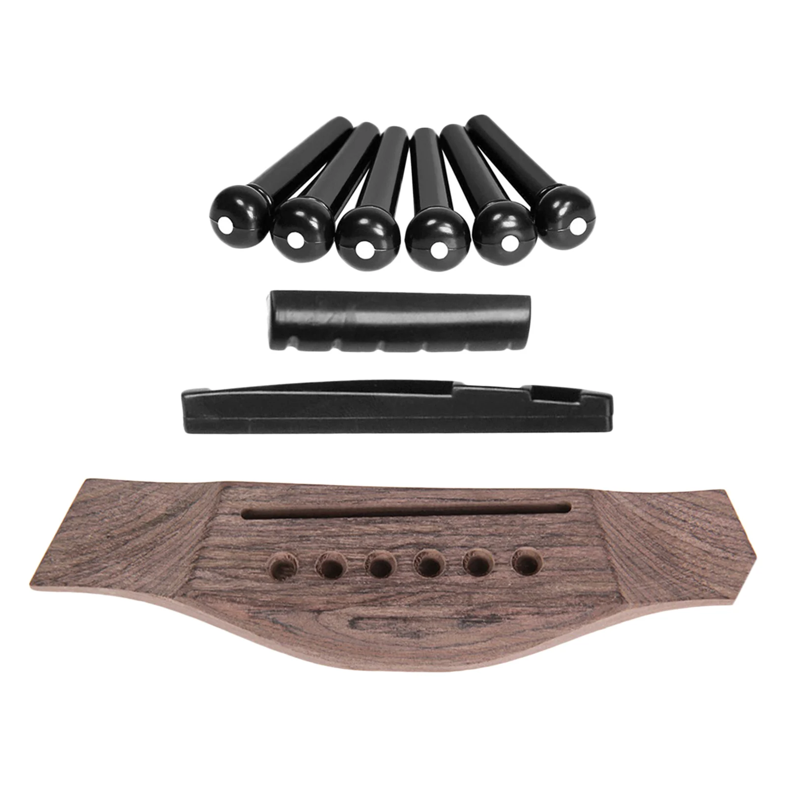 

Wooden Acoustic Guitar Bridge with Pins Nut Saddle Repairing Accessories