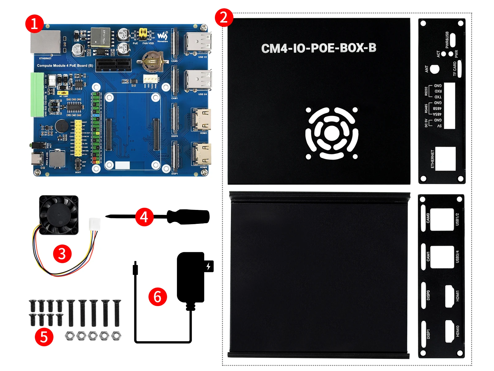 

Waveshare PoE Mini-Computer (Type B) Based on Raspberry Pi Compute Module 4 (NOT Included), Metal Case, With Cooling Fan