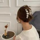 Заколка для волос женская акриловая, с крупными жемчужинами, винтажная элегантная, 2021