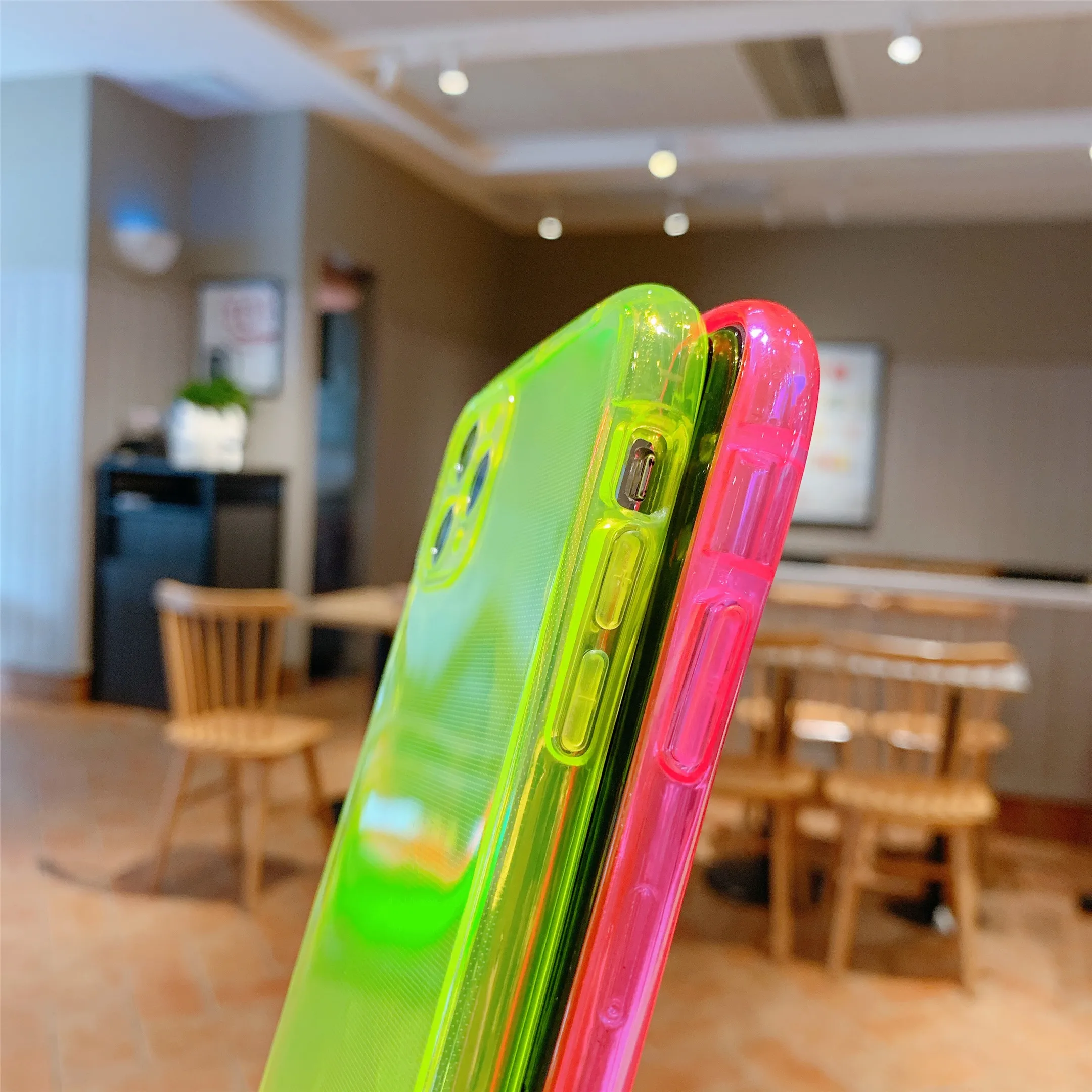 new hot fluorescent shockproof transparent soft phone case for iphone 11 pro max xr xs max 8 7 6 6s plus se2020 neon back cover free global shipping