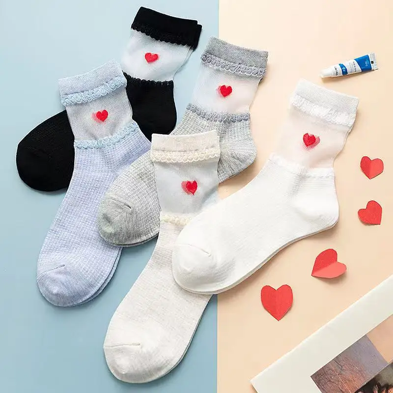 

Love glass stockings in the tube socks tide transparent crystal socks summer lovely thin