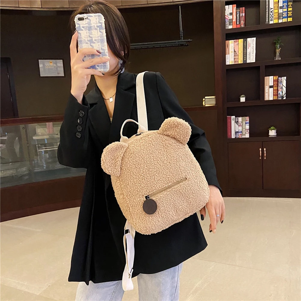 

Simply Mini Shoulder Backpack Bags Lady Cartoon Female Fleece Daily Plush Backpack Bag Fashionable for Women 2020