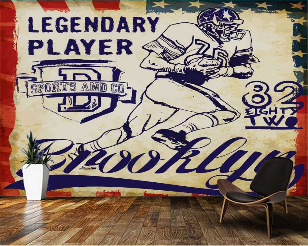 

Обои для регби в стиле ретро, Настенные обои для детской комнаты, для мальчиков и девочек