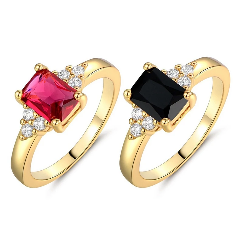 Кольца с черным ониксом и желтым золотом для женщин размеры 6 10 на День святого