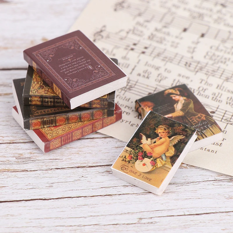 

6Pcs/set 1/12 Scale Dollhouse And Dolls Vintage Miniature Book Model Notebook Doll House Furniture Decor