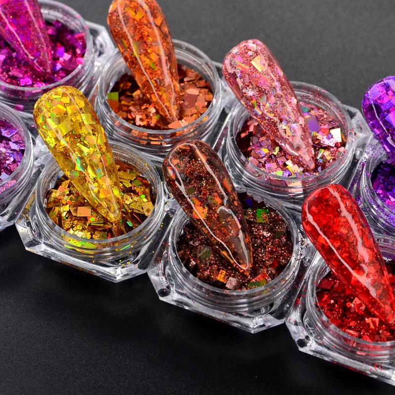 8 шт./лот комбинированный блеск голографические шестигранные блестки сахарный