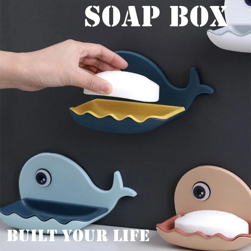 

Soap Rack No Drilling Wall Mounted Drain Non Perforated Double Layer Holder Sponge Dish Accessories Magic Soap Dishes Bathroom