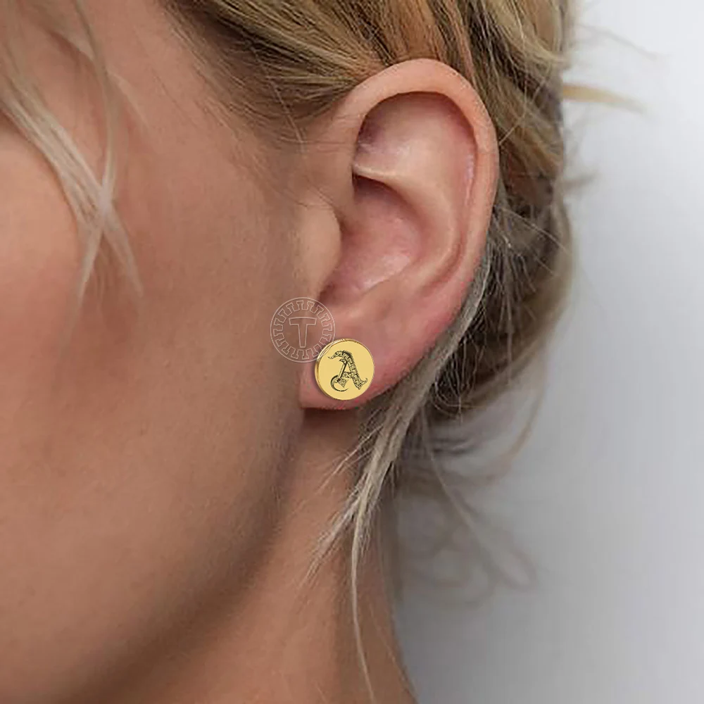 Женские и мужские маленькие серьги-гвоздики из нержавеющей стали с буквами 26 мм в