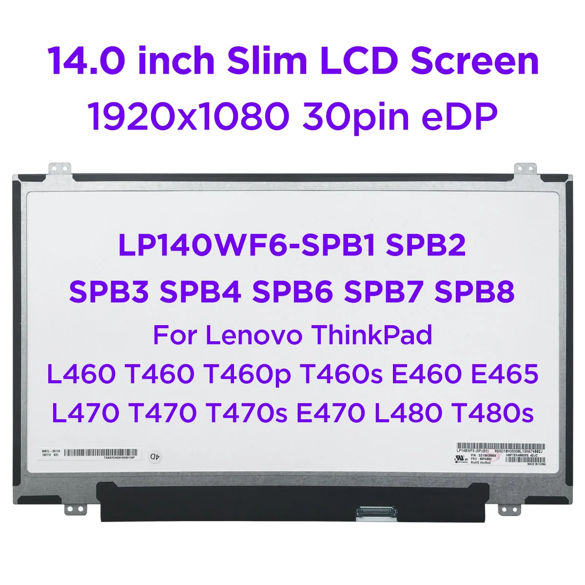 ЖК-экран для ноутбука 14 0 дюймов LP140WF6 SPB1 SPB2 SPB3 SPB4 SPB6 SPB7 SPB8 Lenovo ThinkPad T460 T470 T480 E465 IPS