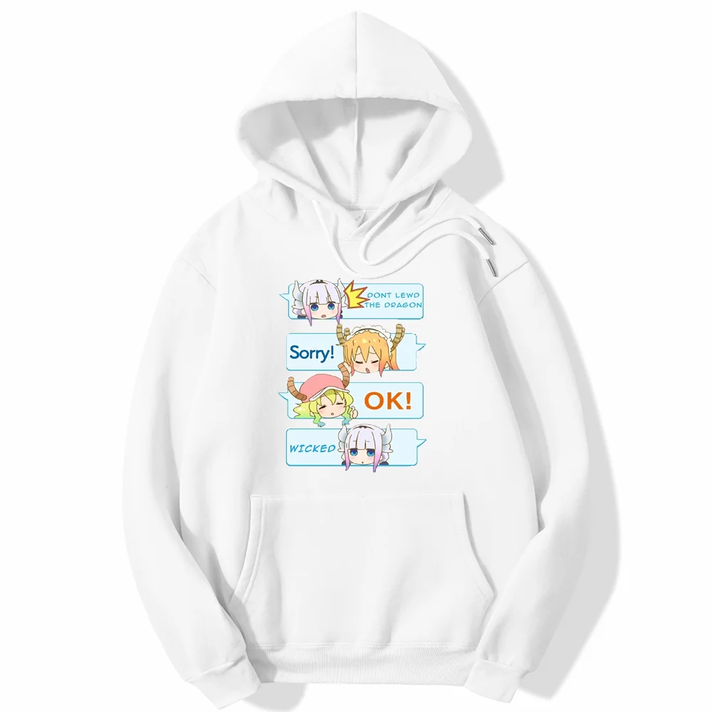 

Kobayashi Sanchi no Maid Dragon Print Hoodie Women Japanese Anime Hooded Sweatshirt Pollover Aesthetic Kawaii Clothes Green Tops