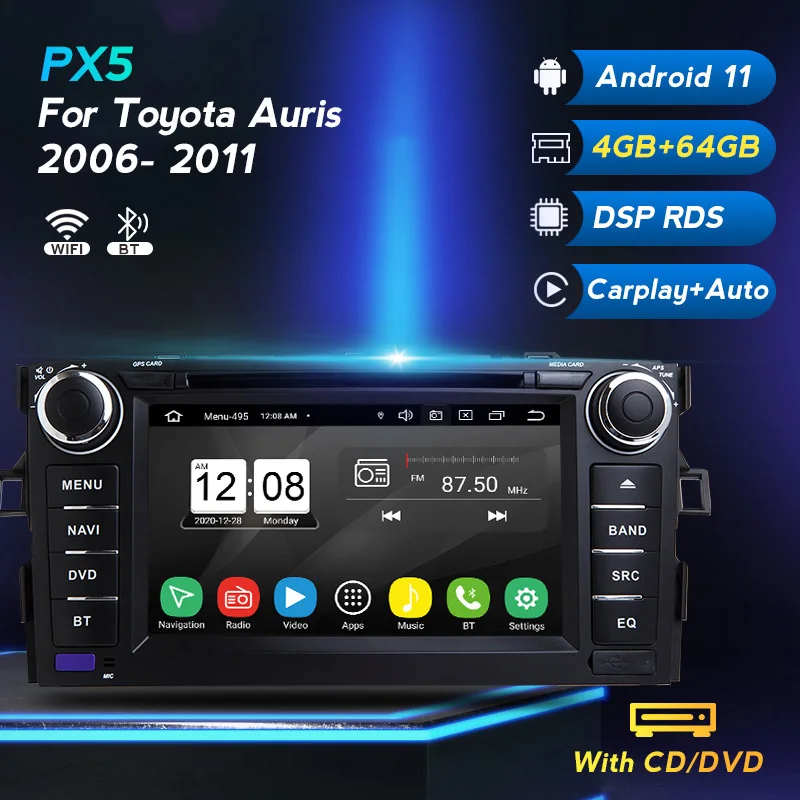 Android 11 автомобильный Автомобильный радиоприемник стерео для Toyota Auris 2006 2010 2011