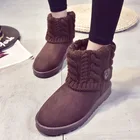 Женские ботильоны, зимние вязаные ботинки с перевернутыми краями, женская обувь 2021, повседневные теплые плюшевые зимние ботинки, Botas De Mujer