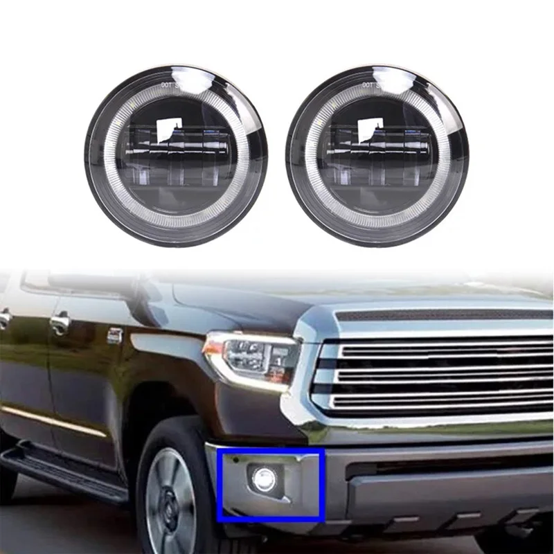 

2PCS Round LED Fog Light with DRL for 2005 2006-2011 Tacoma/ 2004-2006 Solara/ 2007-2013 Tundra 2008-2018 Sequoia Driving Lamps
