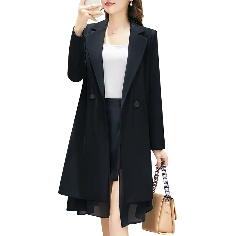 

Brand New Autumn winter Long Women Suit Trench Buttons Coat Dress Loose Coat Lady Outerwear Fashion 5XL