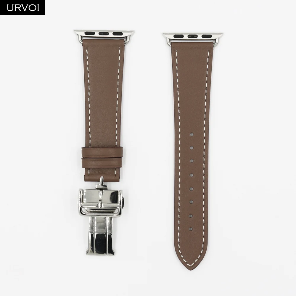 Taupe URVOI раскладной ремешок с пряжкой для Apple Watch 5 4 3 2 1 ремешок для iwatch Ремень Один Тур Дизайн Свифт кожа 38/40 42/44 мм - Цвет ремешка: Taupe