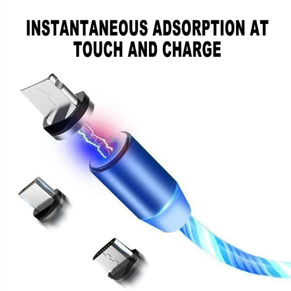 

Circular Magnetic Streamer Data Line Magical Glow Nighttime Mobile Phone Charging Cable For Apple Android Typec