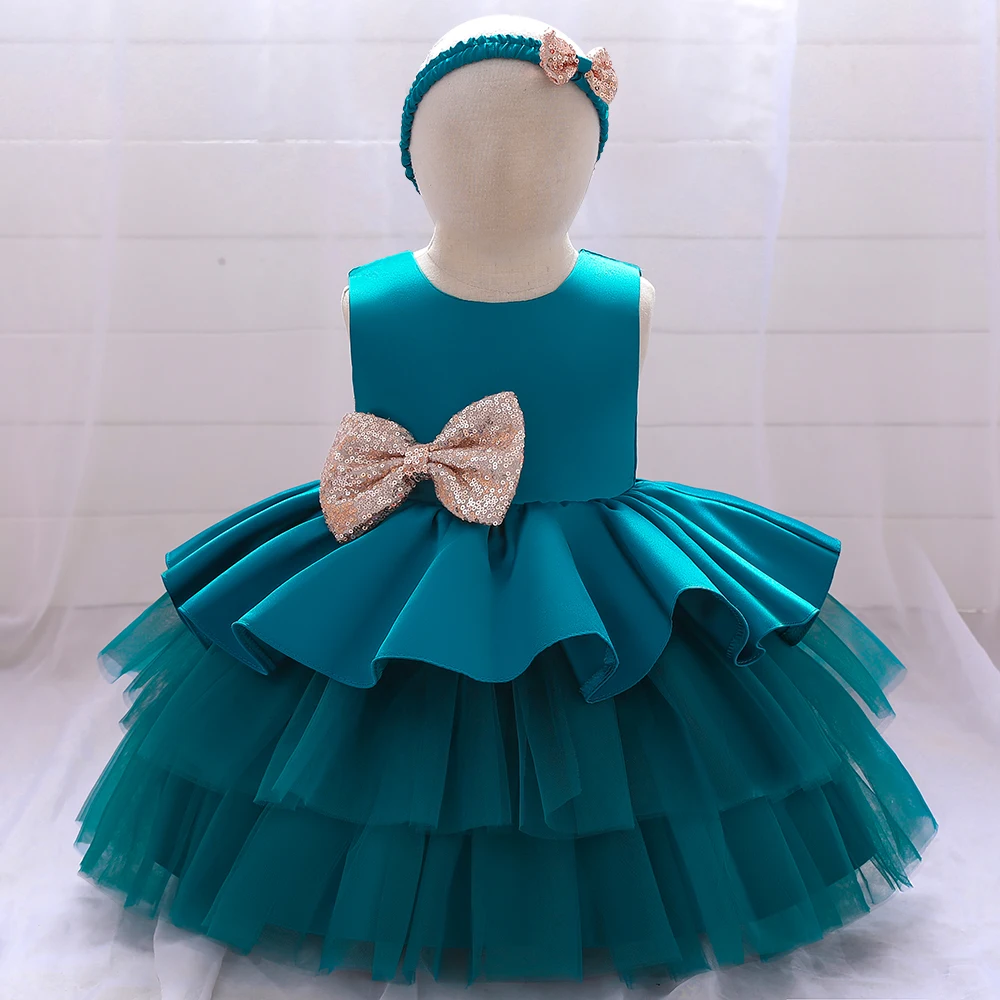 

Send Headband Infantil Flower Dress Girls 1st Birthday Party Wedding Girl Dress Baby Girl Princess Vestido Christmas Costume