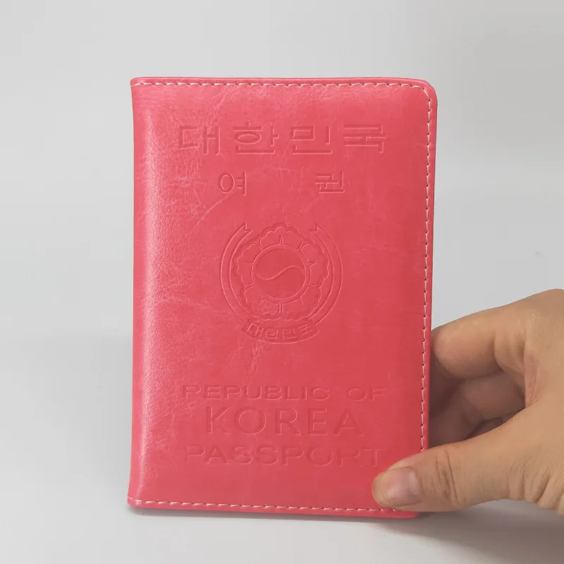 rose red Корейская Обложка для паспорта, Женский чехол для путешествий из искусственной кожи, чехол для паспорта, дорожный кошелек, Модный милый розовый чехол для девочки, чехол для паспорта - Цвет: rose red