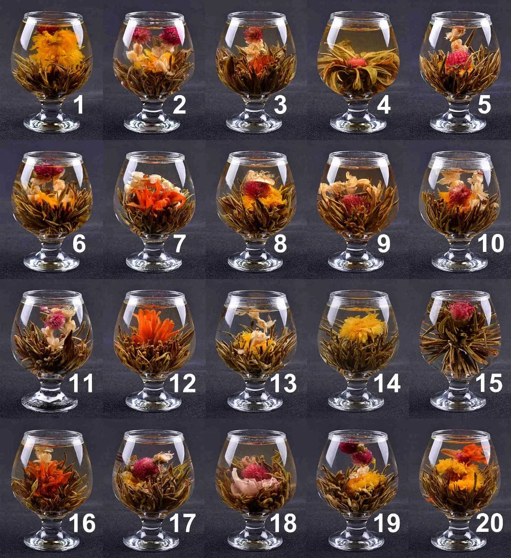 

Lot of 20 Kinds Handmade Blooming Flower Tea Balls Beautiful Herbal Artistic Blooming Tea Wedding Gift