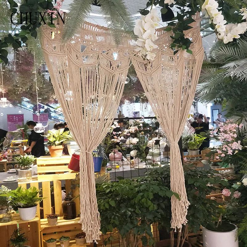 Handmade Woven Macrame Cotton LineTapestry Bohemian Wall Hanging Curtain Wedding Background Decorate Home Blind Window Pendants | Дом и сад