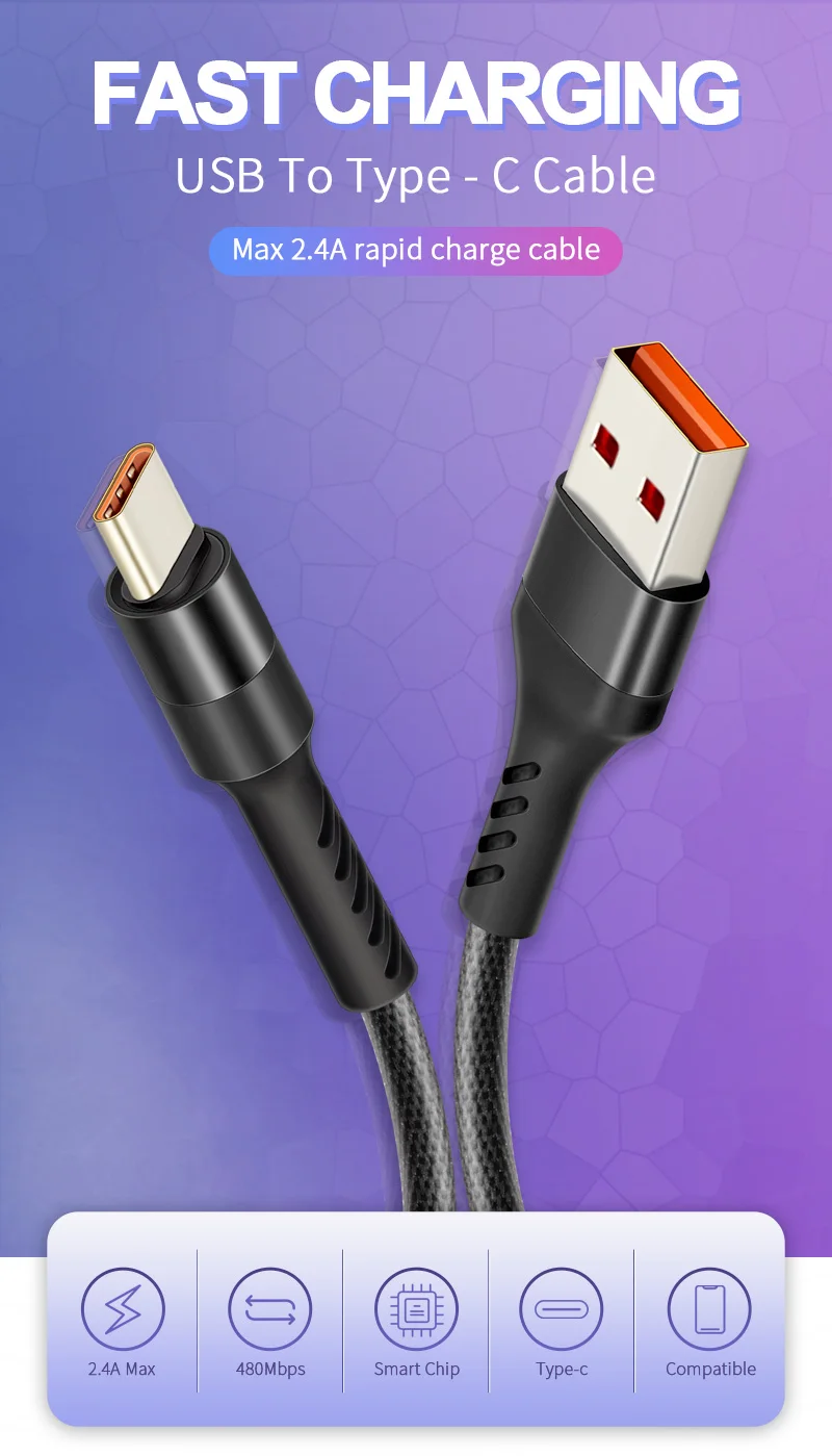 Кабель USB C кабель type C кабель для мобильного телефона Быстрая зарядка телефонный кабель для samsung S9 huawei P10 nintendo Oneplus 5 черный C245