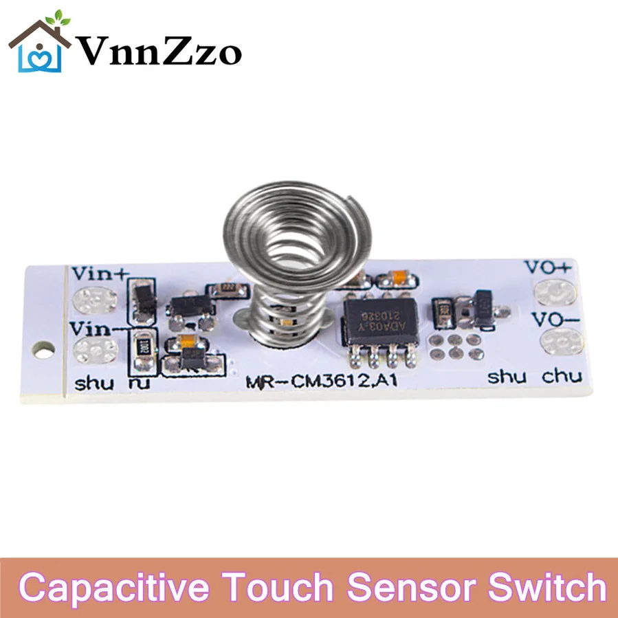 

DC 12V Capacitive Touch Sensor Switch Coil Spring Switch LED Dimmer Control Switch 9-24V 30W 3A for Smart Home LED Light Strip