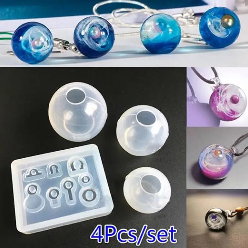 

✅4Pcs/set Transparent Ball Pendant Resin Mold Set Silicone Mold Epoxy Mold DIY Jewelry Making Tools