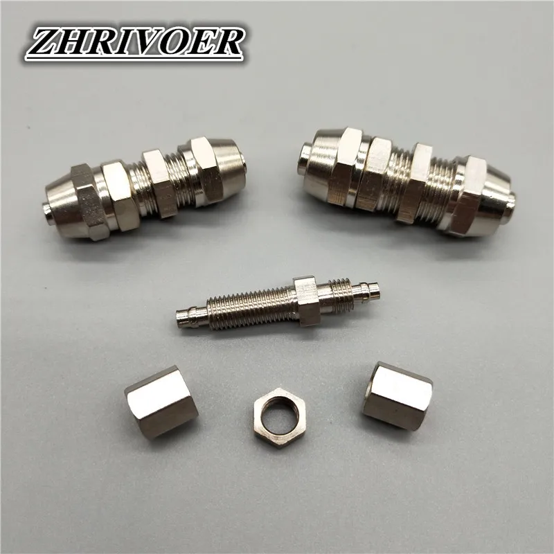 1Pcs PM4 PM6 PM8 PM10 PM12 Copper-plated Nickel Quick Screw Through Baffle Connector Pneumatic Plate Pipe Fittings - купить по