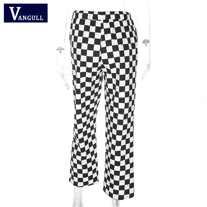Vangull черные белые клетчатые брюки женские 2021 новые весенние модные с высокой