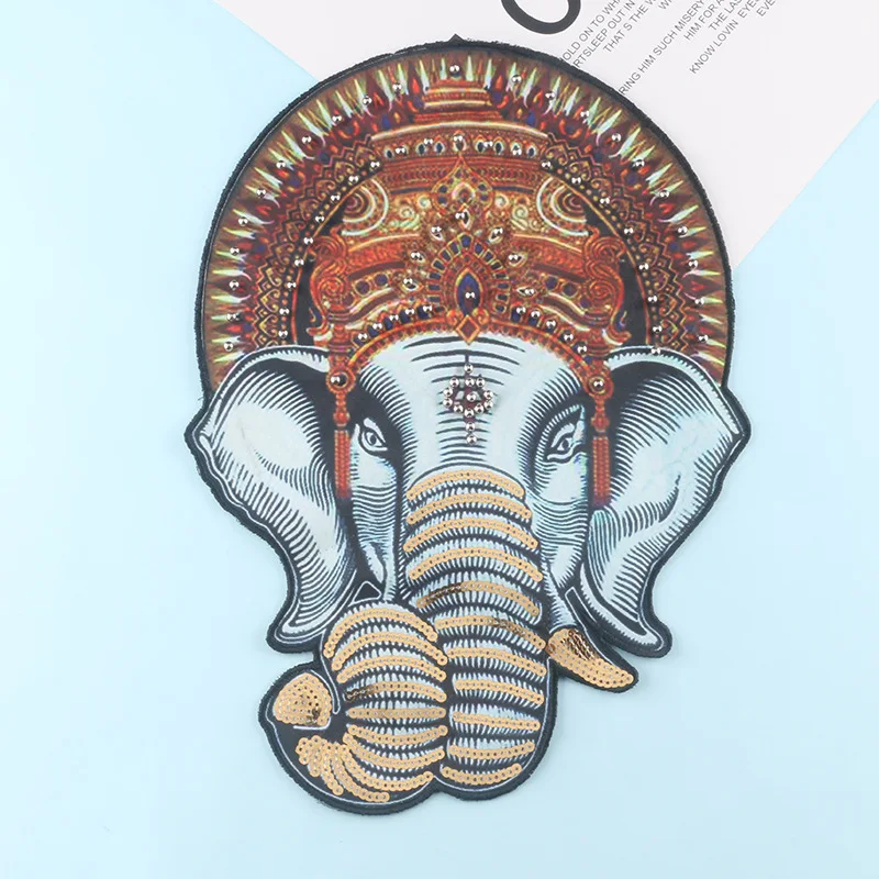

Sequin Embroidery Custom Handmade Beaded Elephant Clothing Accessories Clothes Patch Printed Embroidery Cloth Stickers