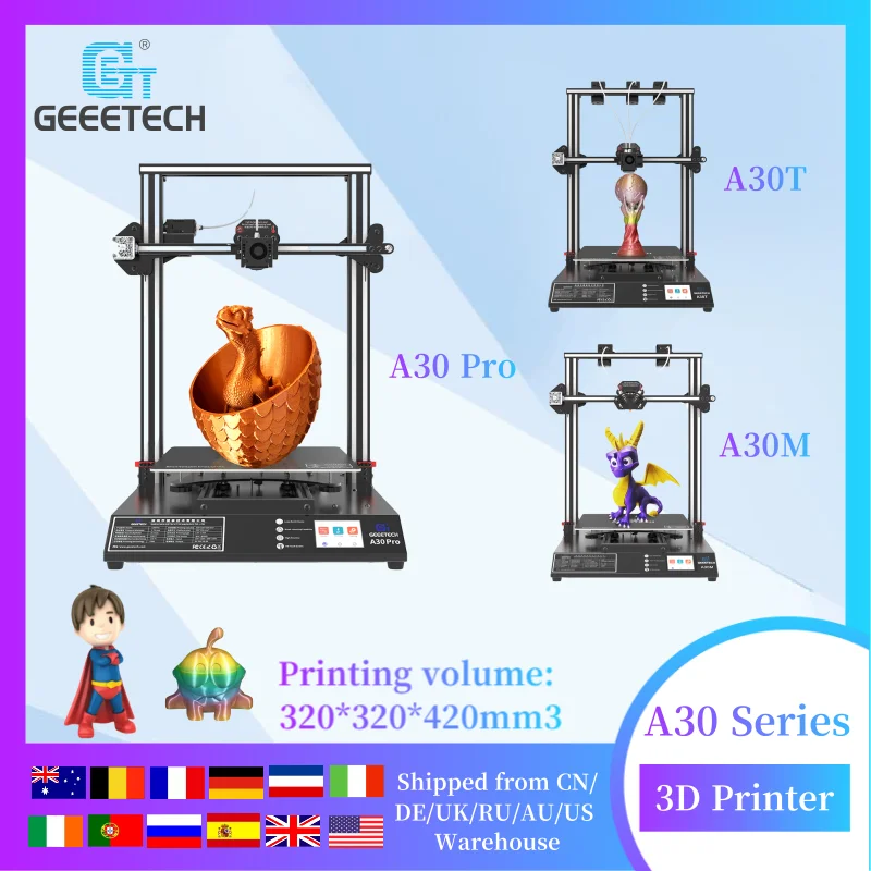 

Geeetech A30 Pro, A30M, A30T FDM Diy 3d printer multi color Printing High Precis Atuo-leveling, Large Printing Area 320*320*420