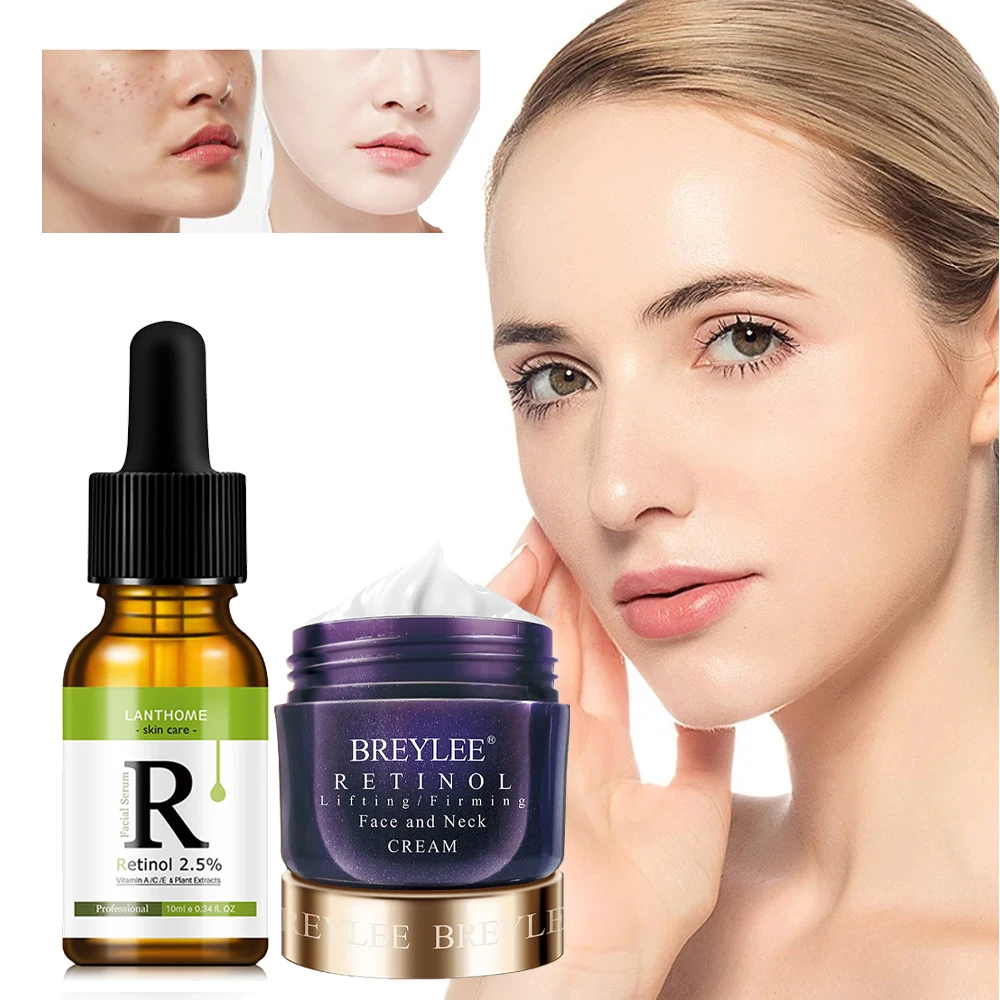 

Retinol Skin Care Set Facial Serum Face Cream Moisturizing Skin Even Skin Tone Improve Dullness Fade Freckle Whiten Cream