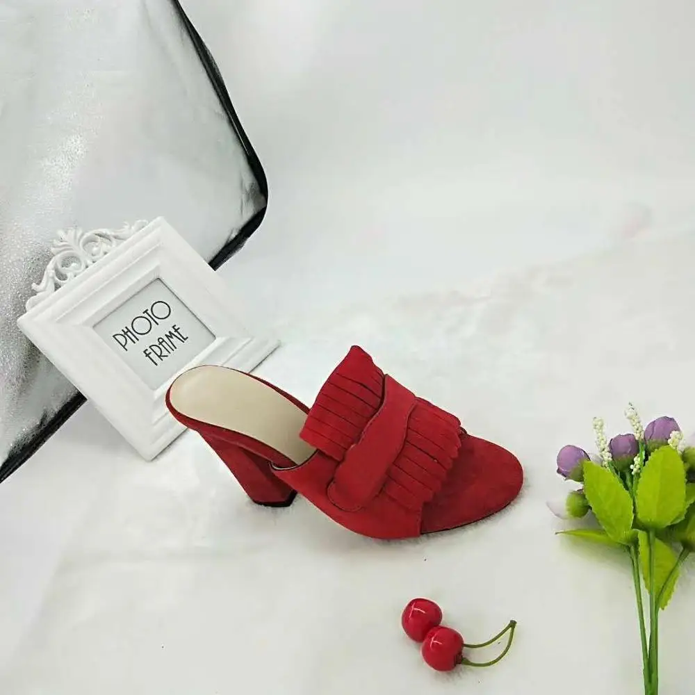 10cm red Chueyz/модные летние босоножки; женская обувь из натуральной замши; туфли-лодочки на высоком каблуке; женская обувь с открытым носком; бренды наивысшего качества - Цвет: 10cm red