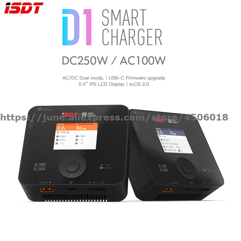 Умное зарядное устройство ISDT D1 AC 100W DC 250W для Lilon LiPo LiHV NiMH Pb Gaoneng Tattu | Игрушки и хобби