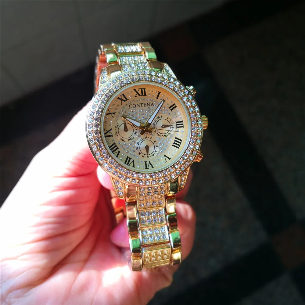Reloj Mujer, новинка, золотые, серебряные, розовые, золотые, Известный Топ бренд, Роскошные, Contena, женские Стразы, полностью бриллианты, женские часы под платье