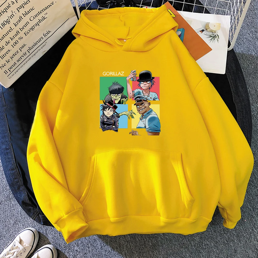 Худи унисекс с рисунком аниме Gorillaz женские пуловеры для отдыха оверсайз мужские