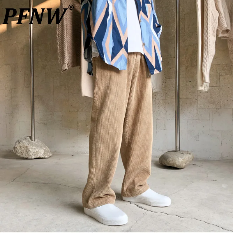 

Мужские вельветовые брюки PFNW, свободные прямые брюки с широкими штанинами, модные Уютные плиссированные брюки для осени и зимы, 12X0298, новинк...