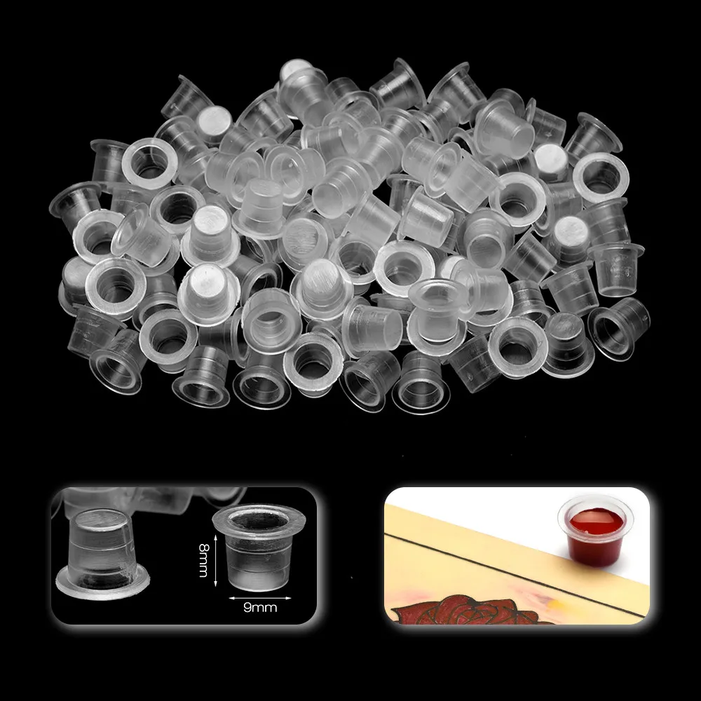 1000 шт пластиковые одноразовые чернила для татуажа, чашки для микроблейдинга, пигмент, прозрачный держатель, контейнер с крышкой, аксессуары для татуажа, Перманентный макияж