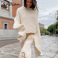 za solid oversize wrap sweater fashion v neck asymmetrical batwing sleeve cloak long pullover autumn women outwear 2021 veste